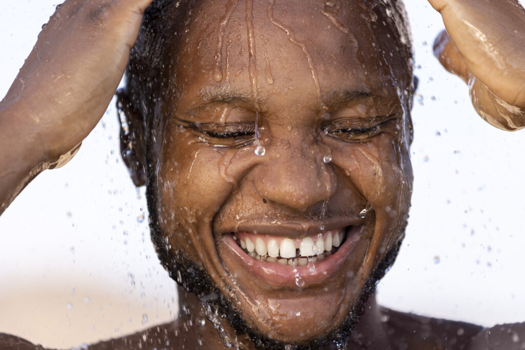 water splash on face